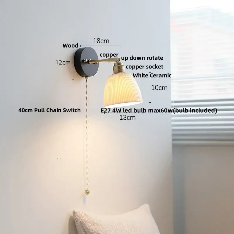 Industrial black wood led wall sconce with brass accent stair light