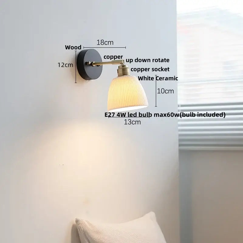 Industrial black wood led wall sconce with brass accent stair light