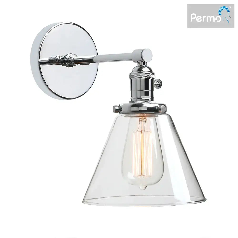 Industrial black wrought iron wall sconce – kitchen glass lamp