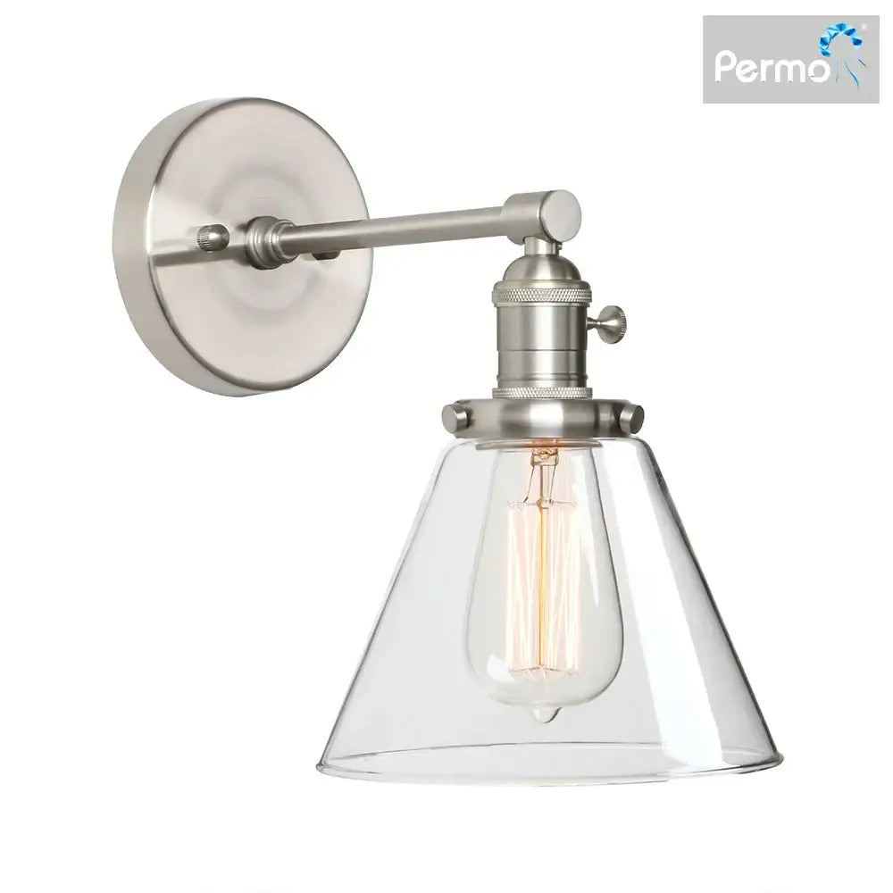 Industrial black wrought iron wall sconce – kitchen glass lamp