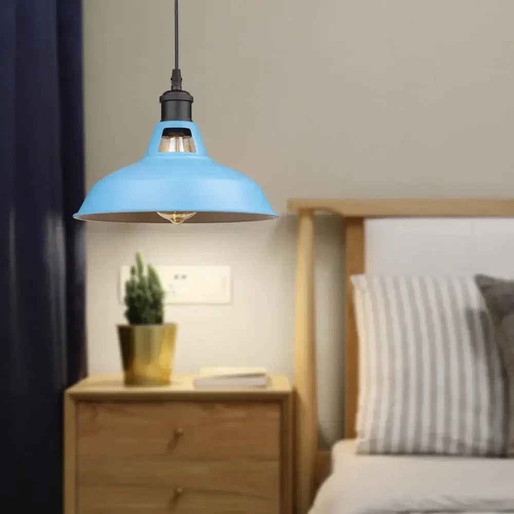 Industrial blue vintage pendant light kitchen hanging fixture