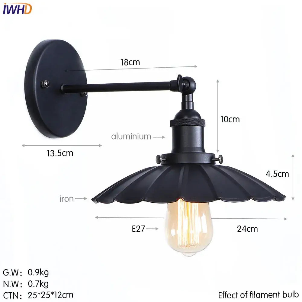 Industrial brass edison wall light bathroom adjustable sconce