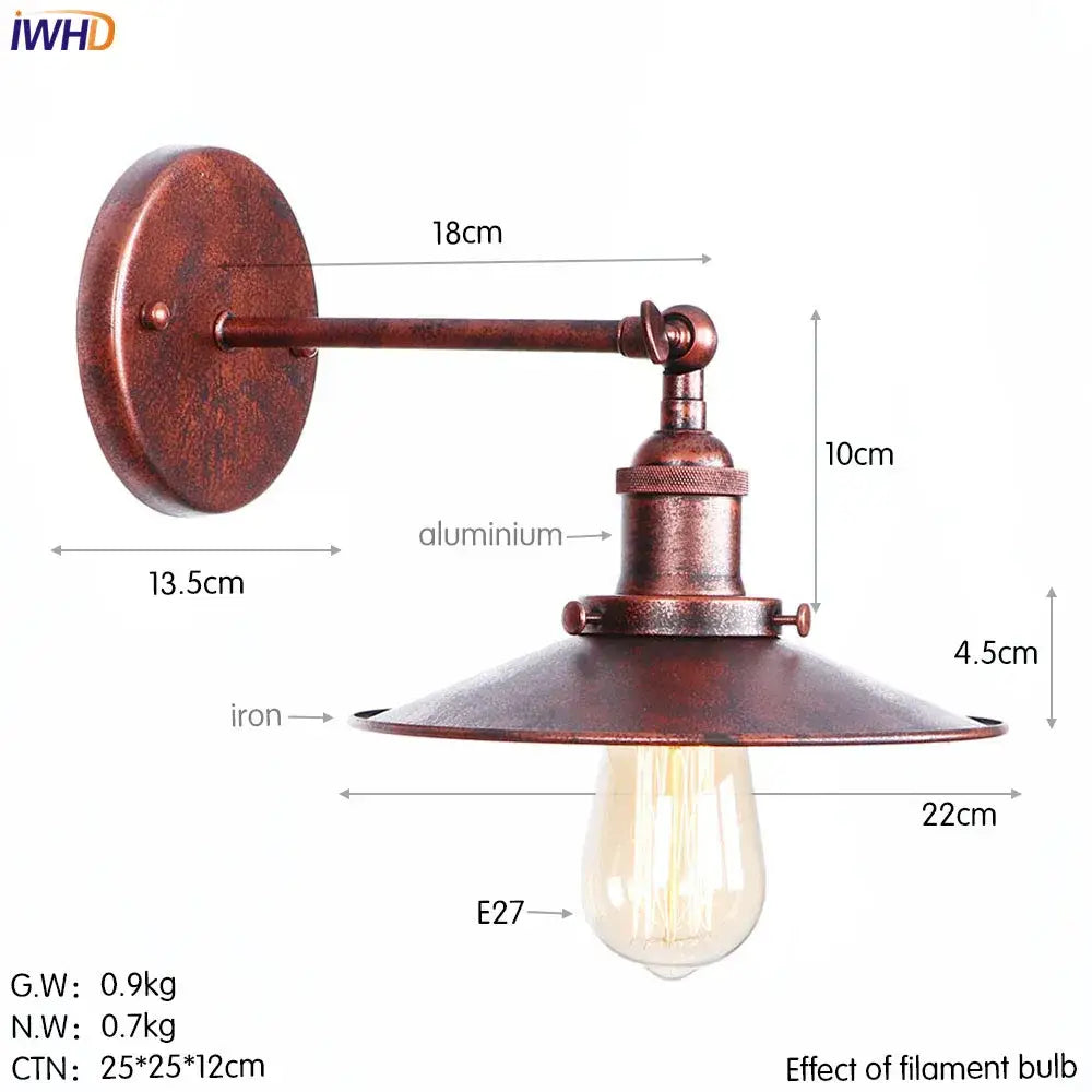 Industrial brass edison wall light bathroom adjustable sconce