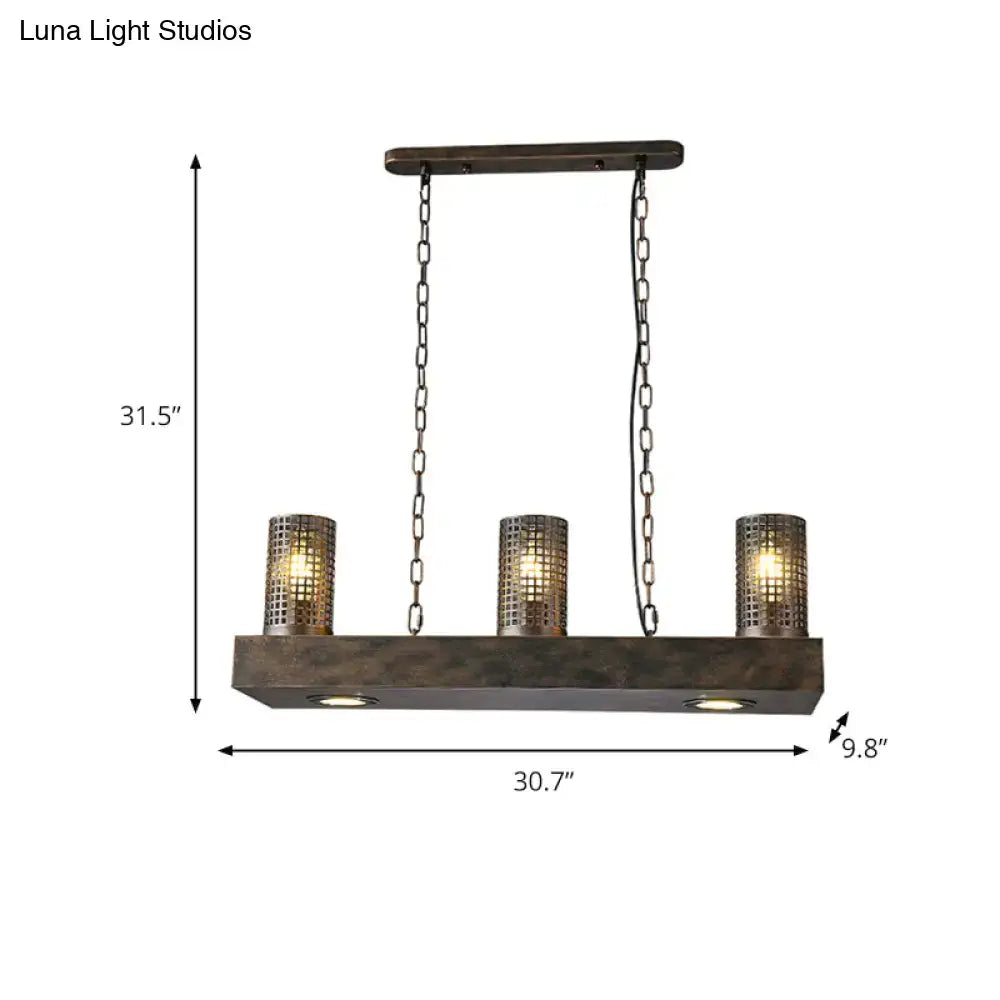 Industrial bronze & black hanging ceiling light cylinder metal shade kitchen