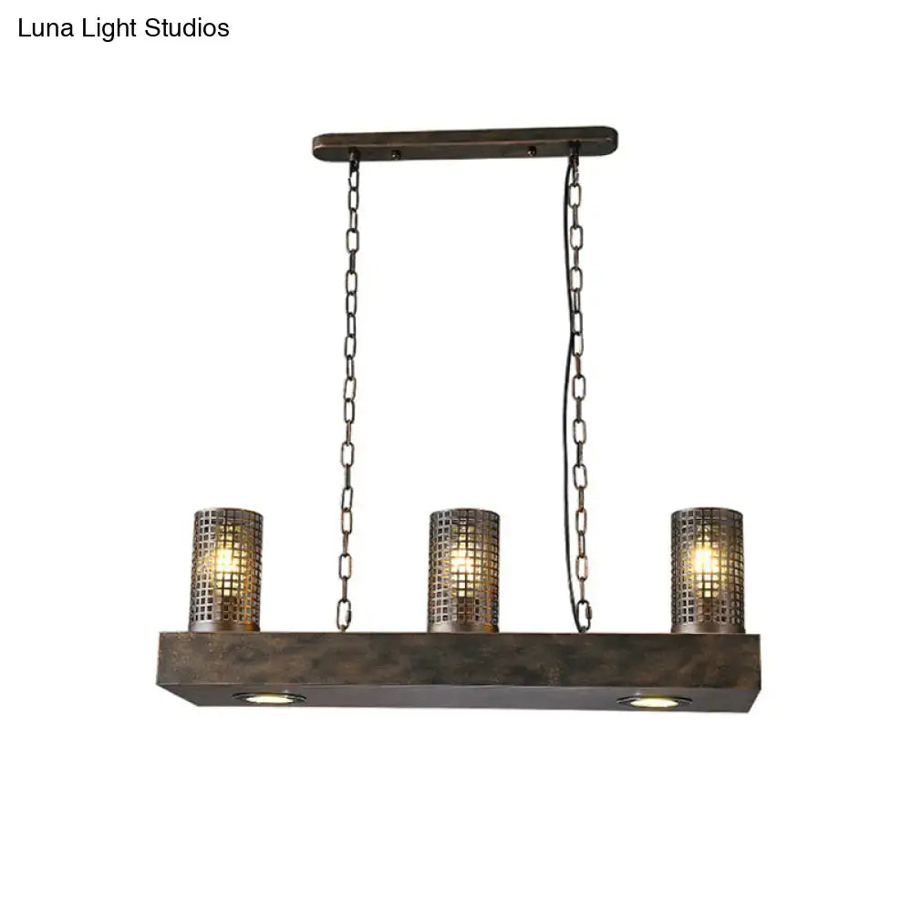 Industrial bronze & black hanging ceiling light cylinder metal shade kitchen