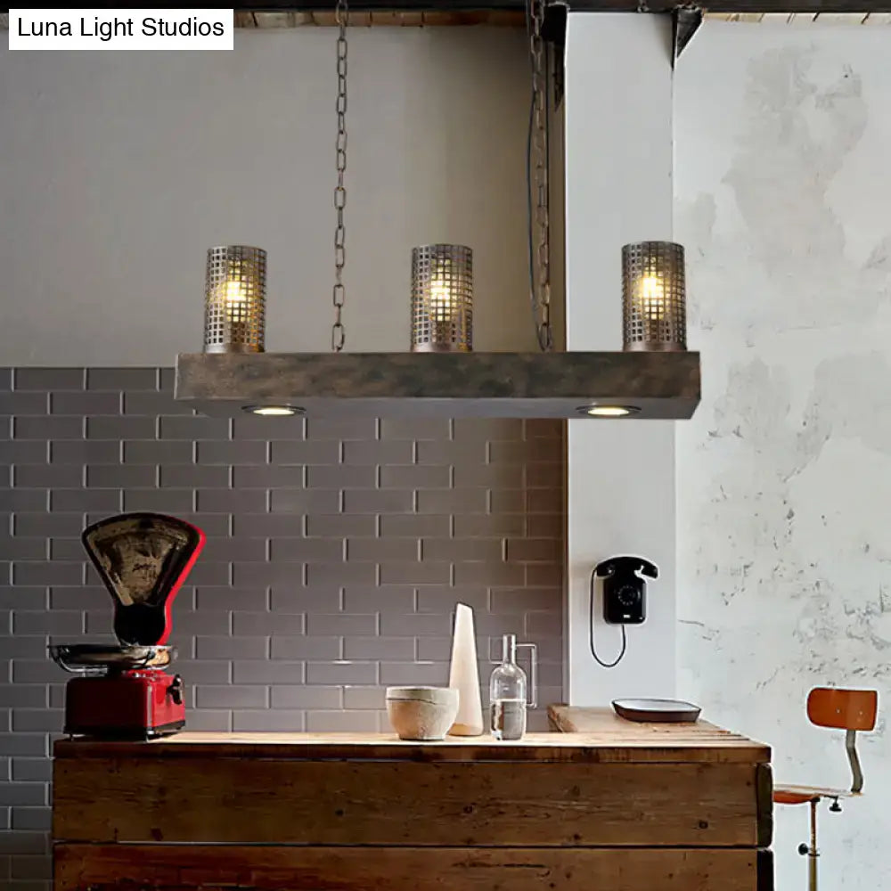 Industrial bronze & black hanging ceiling light cylinder metal shade kitchen