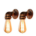Industrial bronze & black water pipe wall lamp bedroom sconce