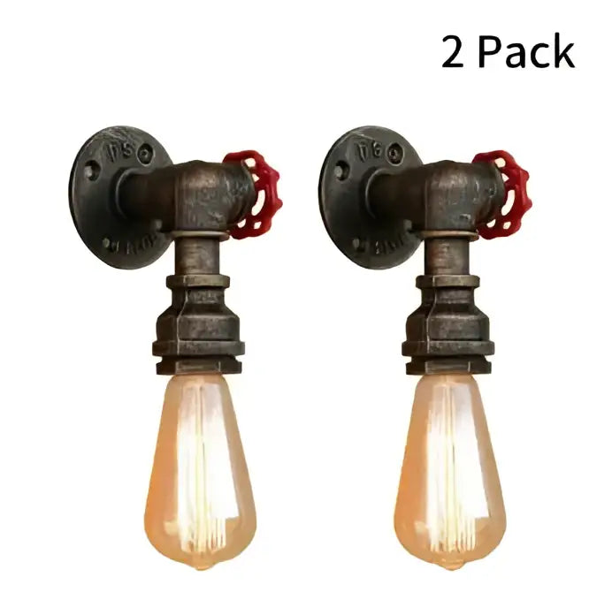 Industrial bronze & black water pipe wall lamp bedroom sconce