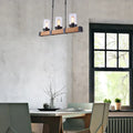 DecorBites industrial brown island lighting with clear glass cylinder shades and three exposed filament bulbs 220v-240v 110v-120v