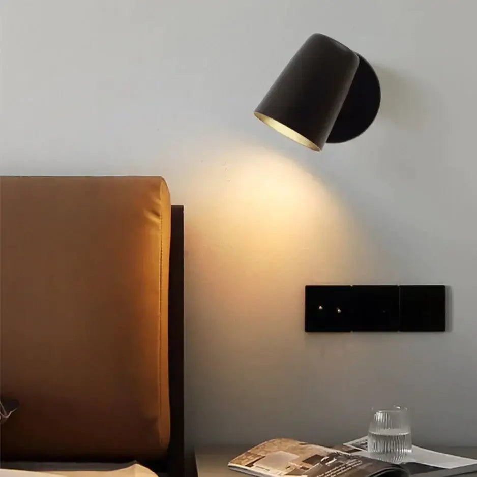 Industrial brushed nickel led wall sconce bedroom spotlight