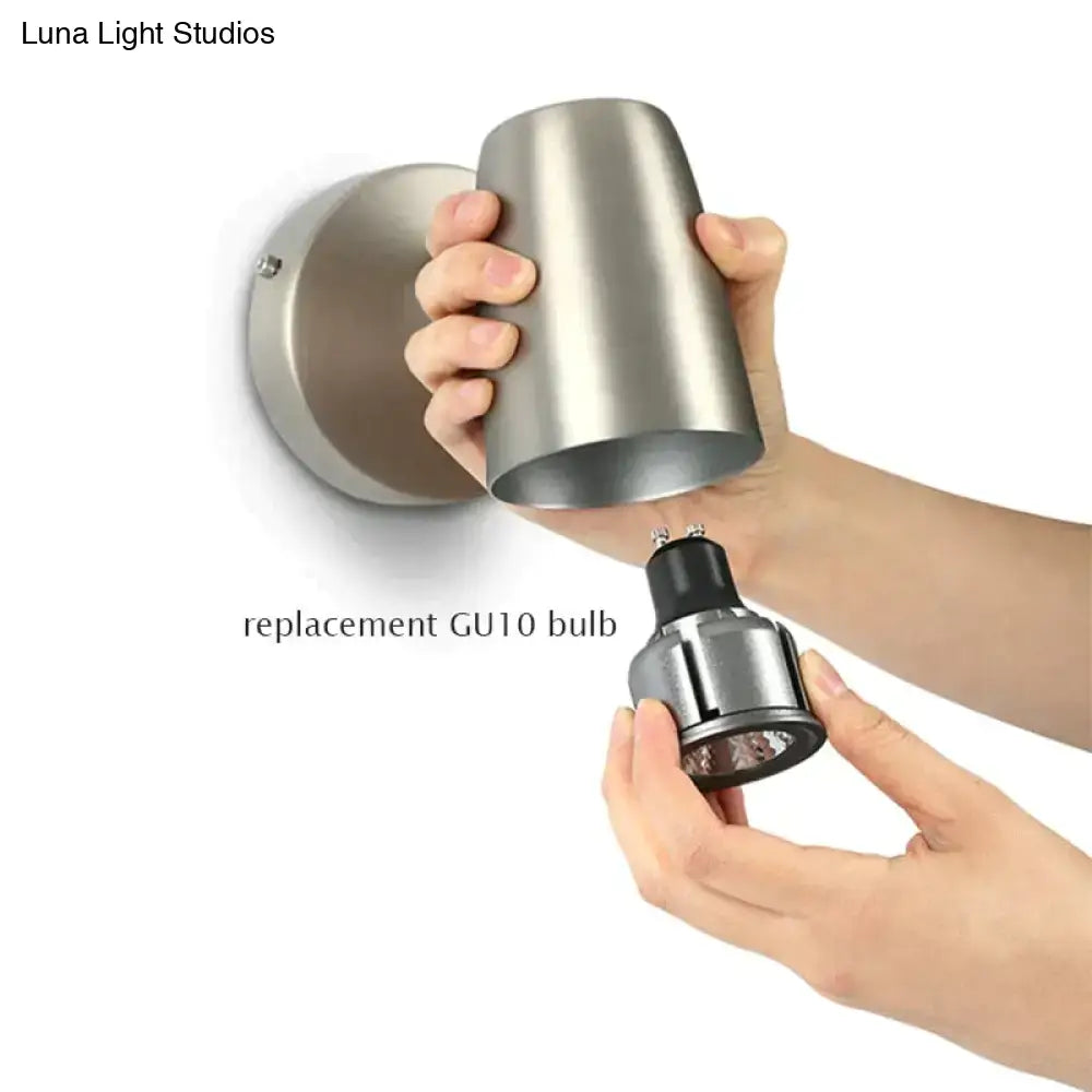 Industrial brushed nickel led wall sconce bedroom spotlight