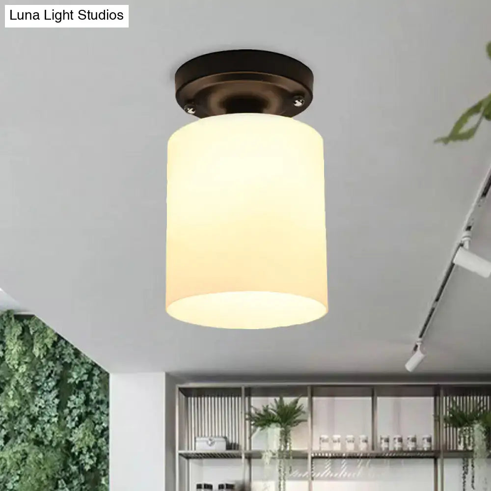 Industrial Ceiling Light Milky Glass