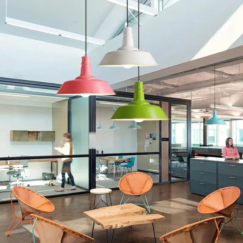 Industrial colorful led e27 pendant light for study room