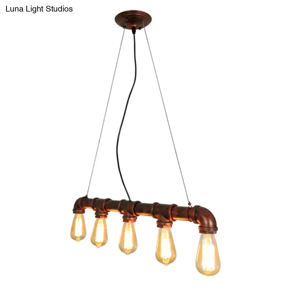 Industrial copper water pipe chandelier light fixture dining room