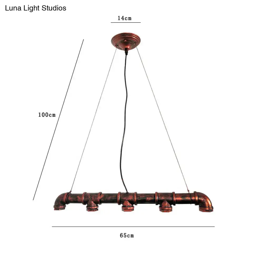 Industrial copper water pipe chandelier light fixture dining room