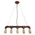 Industrial copper water pipe chandelier light fixture with five exposed e26 e27 filament bulbs for dining room use