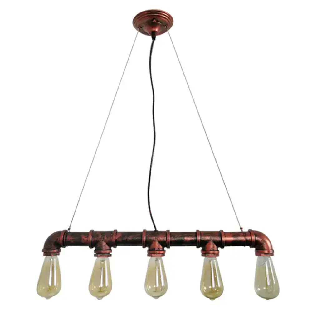 Industrial copper water pipe chandelier light fixture dining room