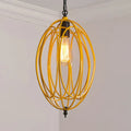Yellow metal oval cage pendant light with exposed edison bulb in gray red oval design for 110v-120v 220v-240v use
