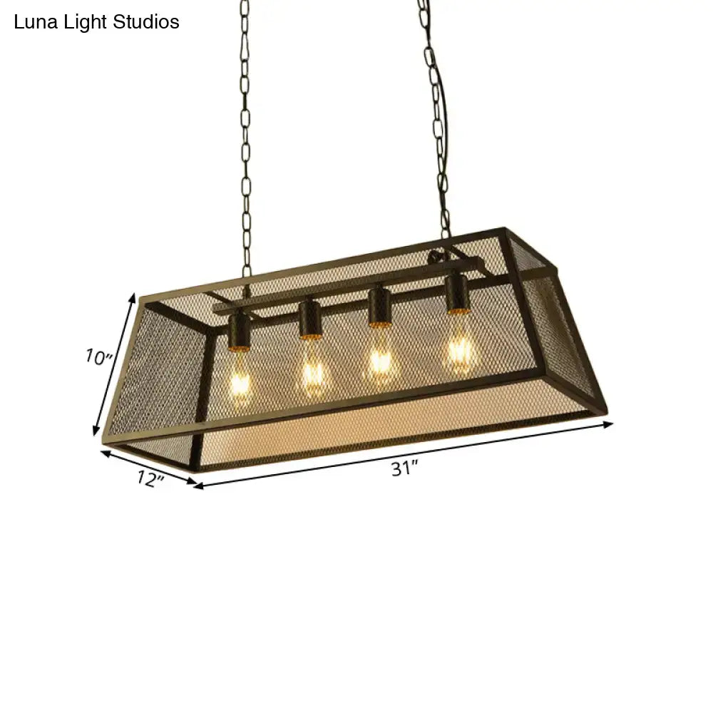 Industrial iron wire mesh island lamp – dining room 5-light pendant