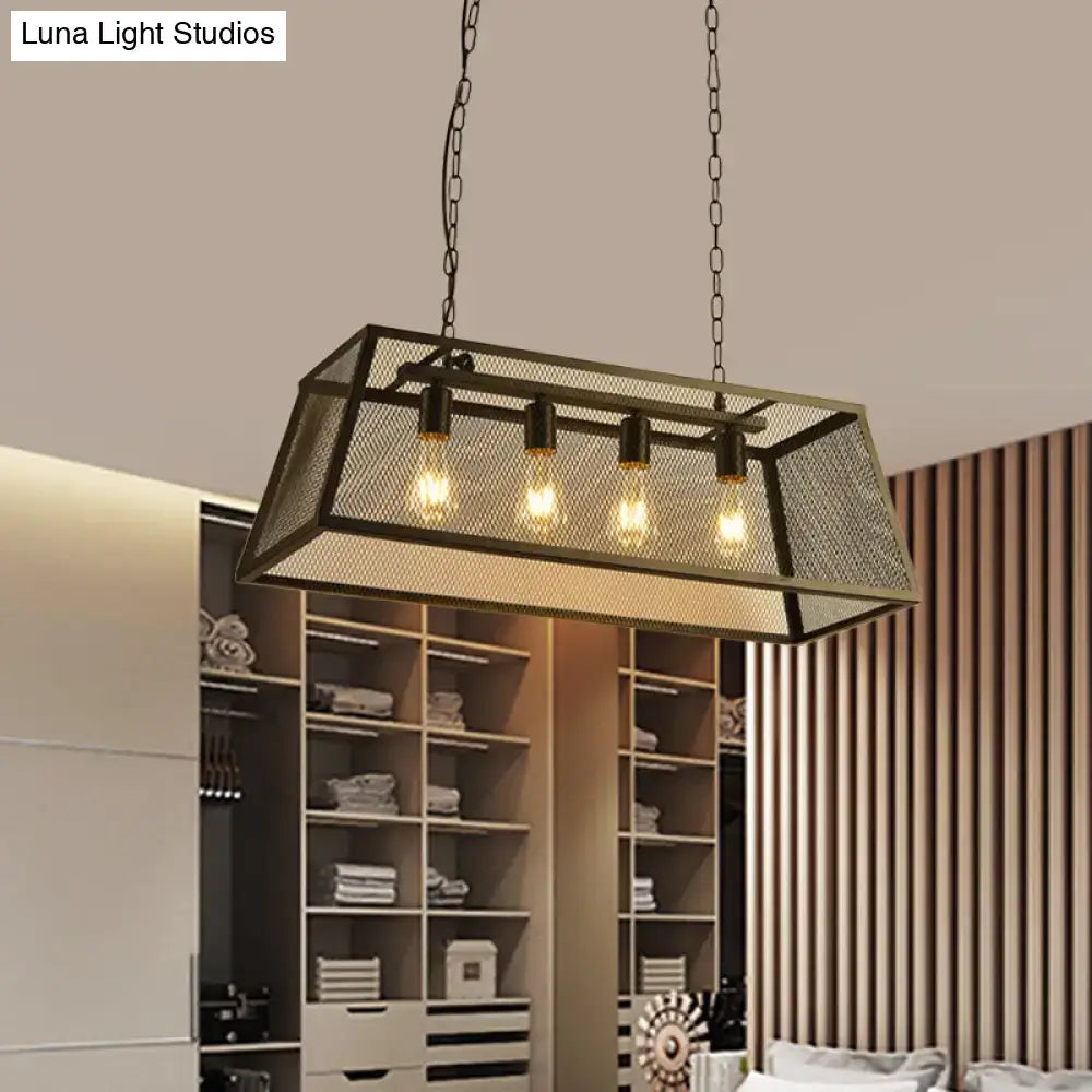 Industrial iron wire mesh island lamp – dining room 5-light pendant