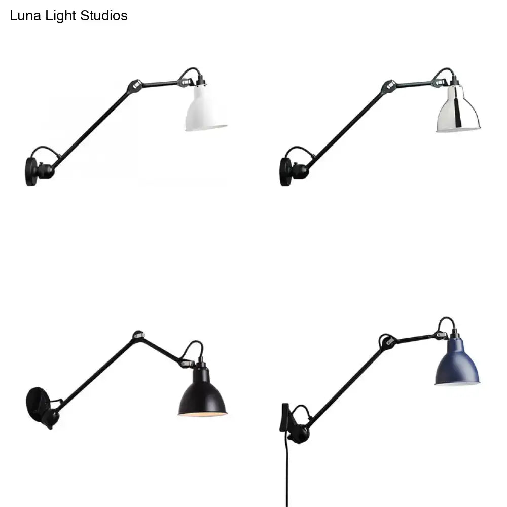 Industrial lime green & black wall lamp – bedroom led sconce