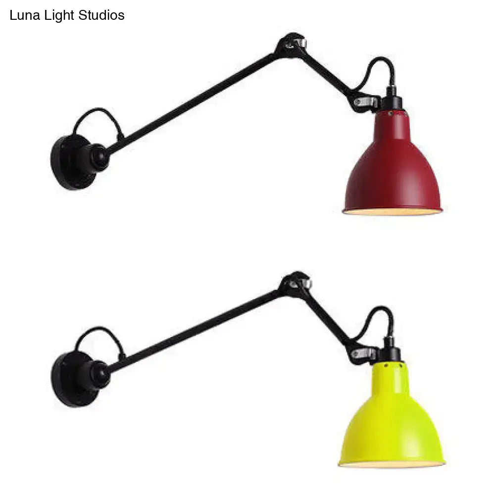 Industrial lime green & black wall lamp – bedroom led sconce