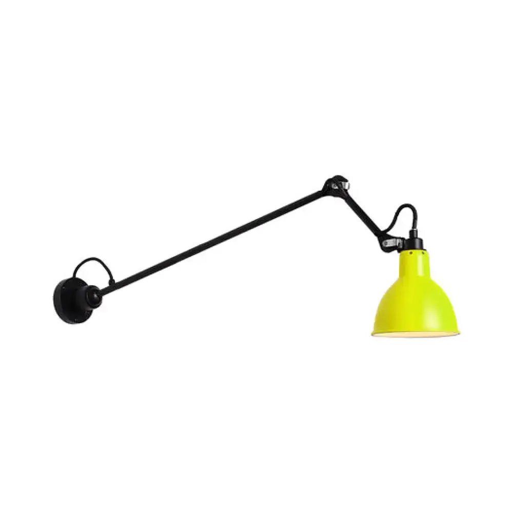 Industrial lime green & black wall lamp – bedroom led sconce