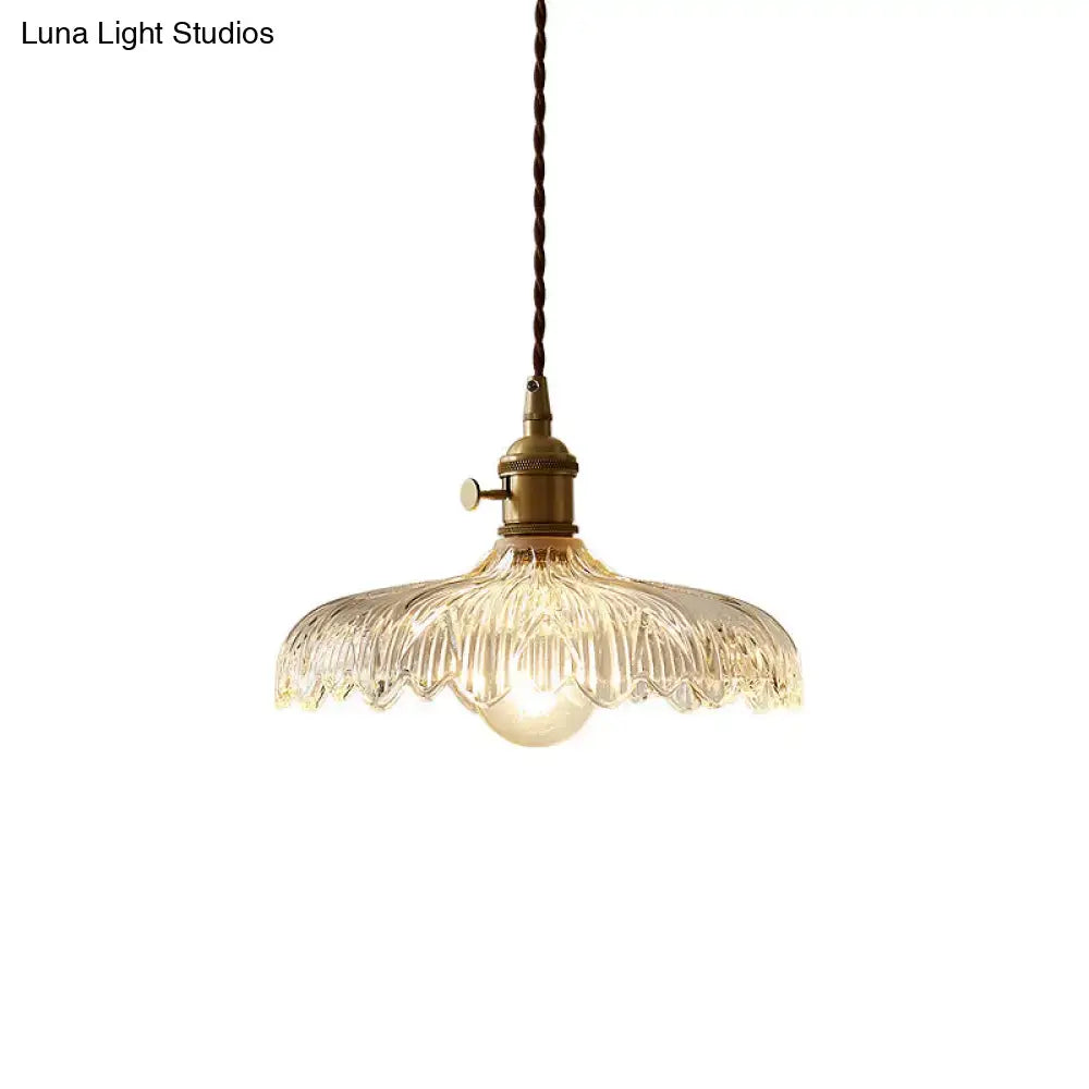Industrial scalloped edge clear glass pendant light dining room