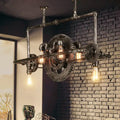 Industrial silver gray gear island pendant kitchen led light with dark metallic pipes and exposed edison bulbs 220v-240v 110v-120v