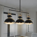 Industrial style black and brass 3 light kitchen ceiling light