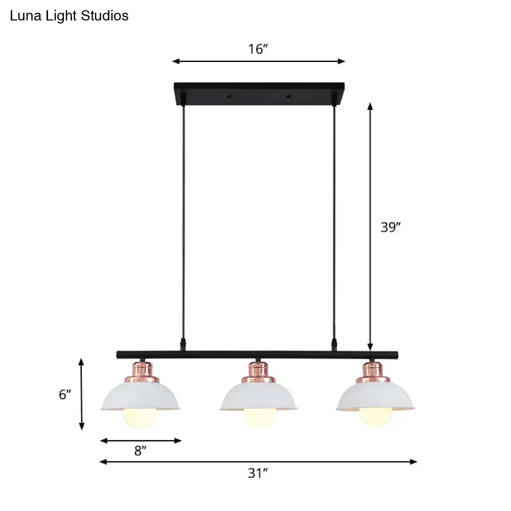 Industrial style black & brass 3 light fixture kitchen ceiling light