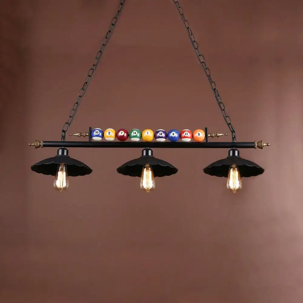 Industrial style black metal billiard light game room pendant