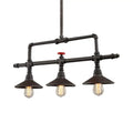 Industrial style rust pendant light with red valve – dining room