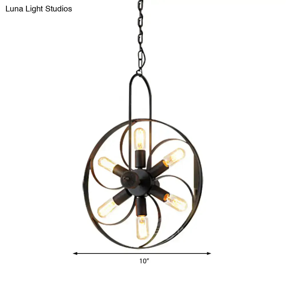 Industrial vintage black metal island light dining room chandelier