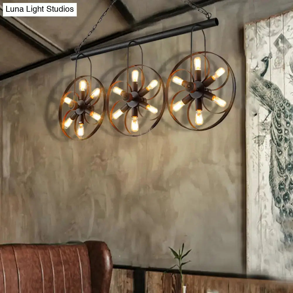 Industrial vintage black metal island light dining room chandelier