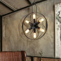 Industrial vintage black metal island light dining room chandelier