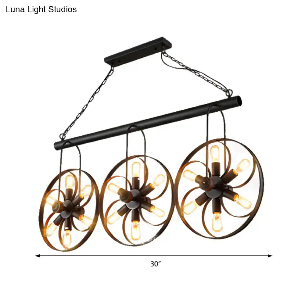 Industrial vintage black metal island light dining room chandelier