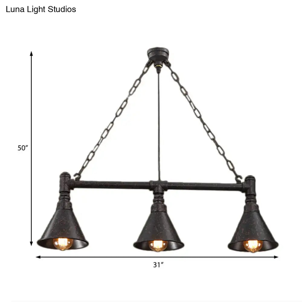 Industrial vintage black metal island lighting dining room 3 light