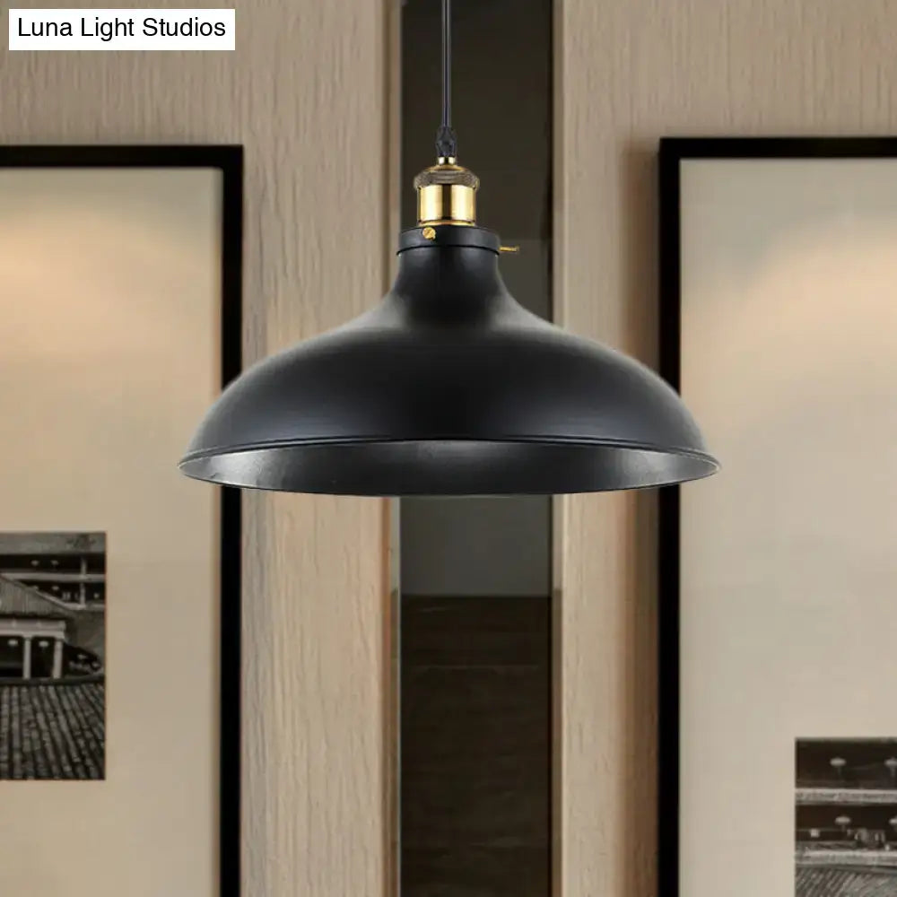 Industrial weathered brass wrought iron pendant light kitchen dome
