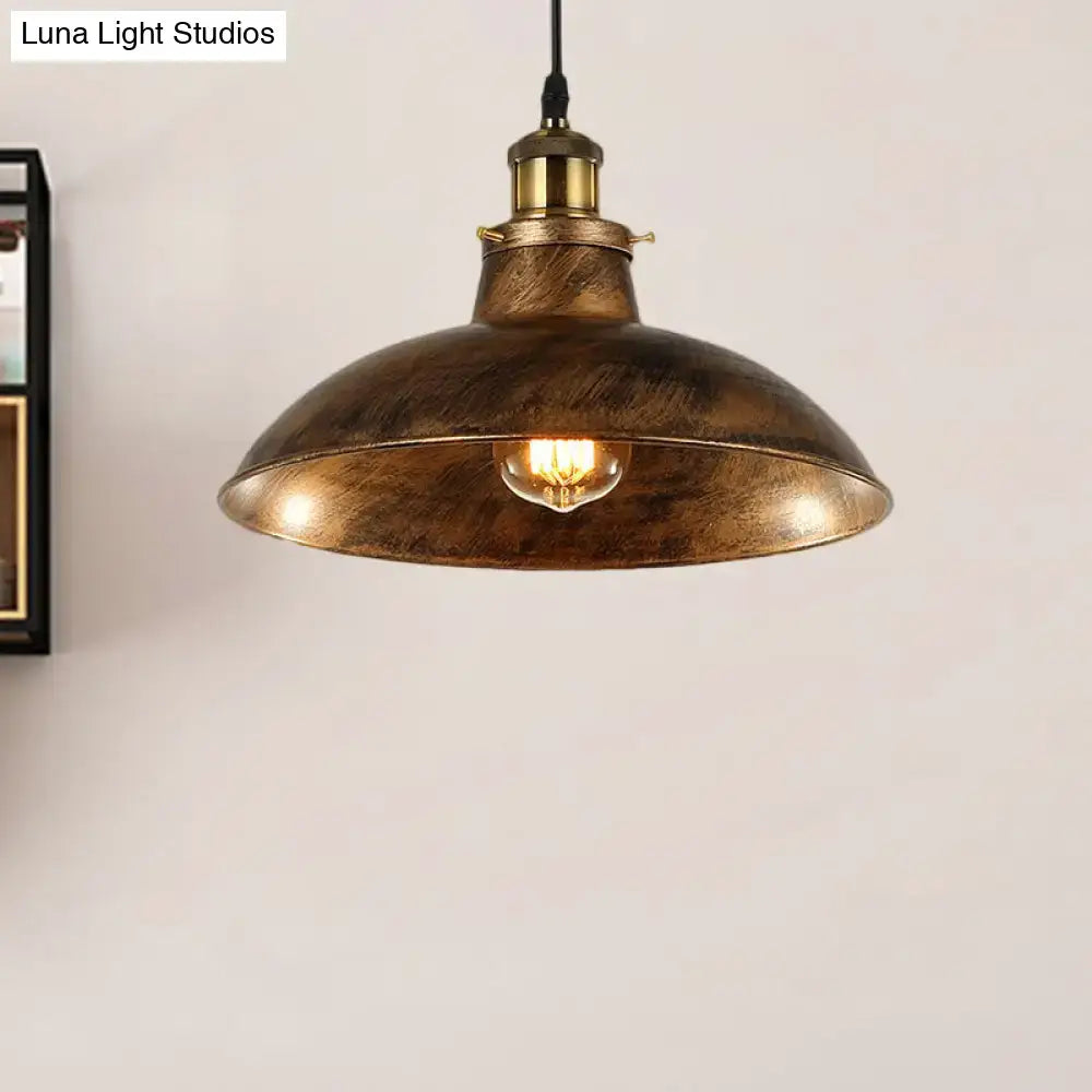 Industrial weathered brass wrought iron pendant light kitchen dome