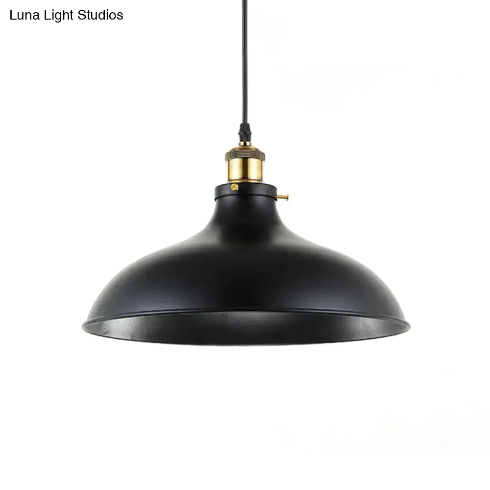 Industrial weathered brass wrought iron pendant light kitchen dome