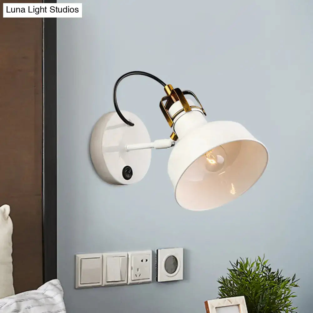 Industrial white & gold wall light – foyer e26 e27 metal sconce