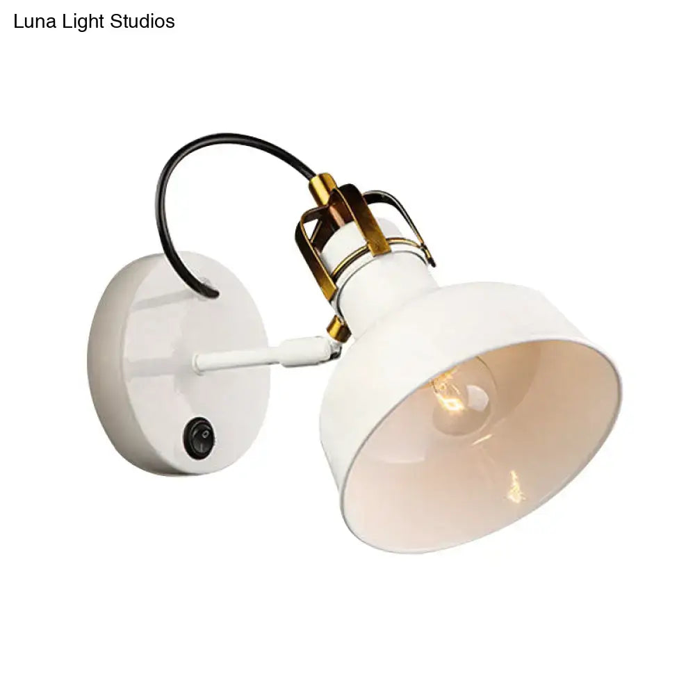 Industrial white & gold wall light – foyer e26 e27 metal sconce