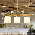 Industrial wood and bird 3-light pendant dining room chain cord