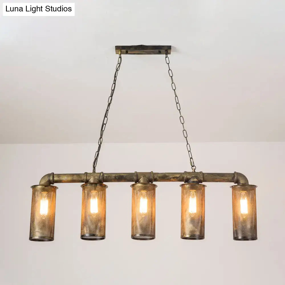 Industrial wrought iron brass pendant light – kitchen 5 head e26 e27