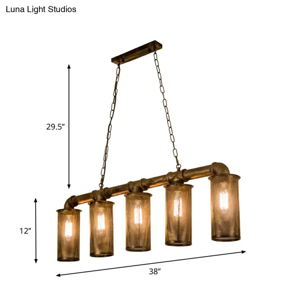 Industrial wrought iron brass pendant light – kitchen 5 head e26 e27