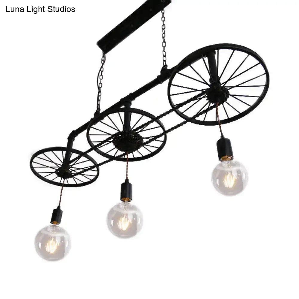 Industrial wrought iron wheel island light for kitchen dining room