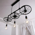 Industrial wrought iron wheel island light for kitchen dining room