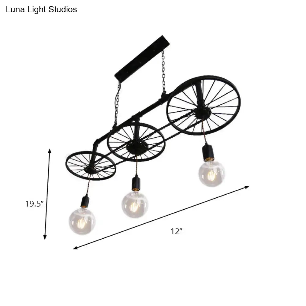 Industrial wrought iron wheel island light for kitchen dining room