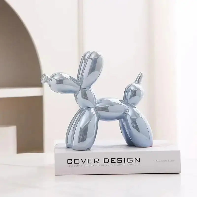 Iridescent glossy balloon dog ceramic sculpture living room decor